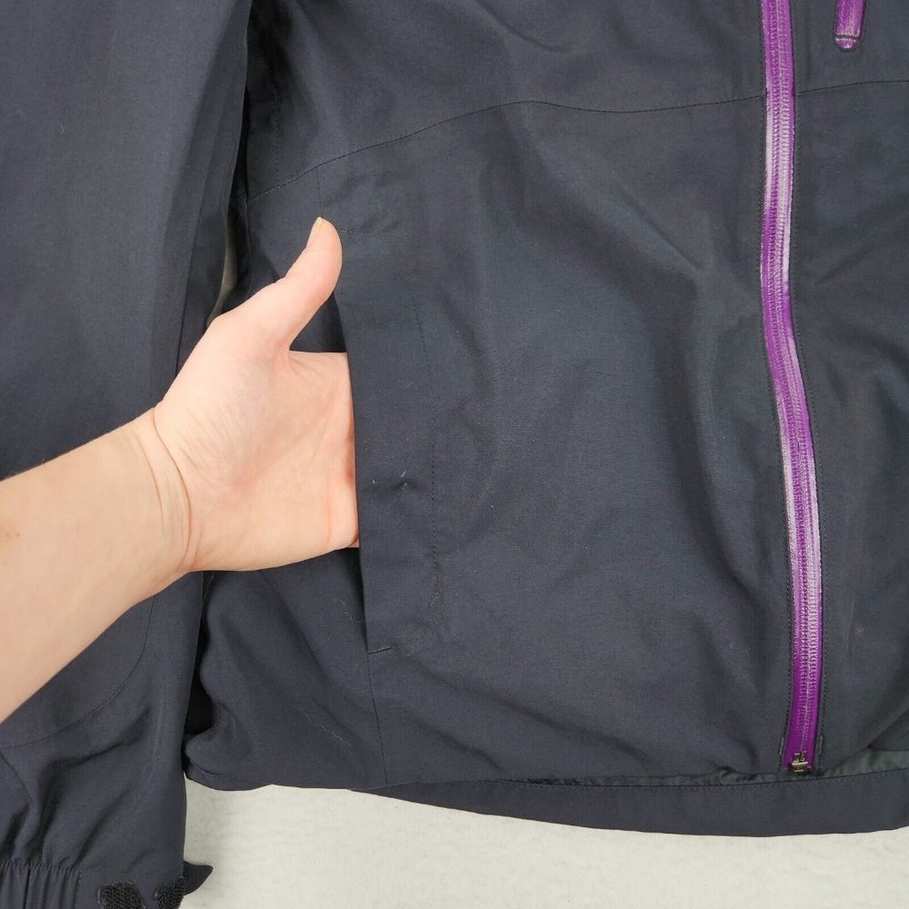 Marmot Jacket Women Medium Black Purple Membrain Rain Hooded Lightweight Outdoor - Picture 5 of 13